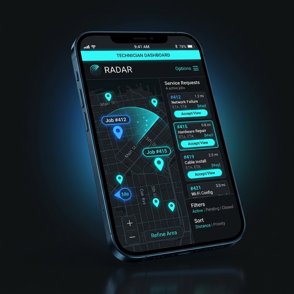 Mockup do Radar Frozclimy no Telemóvel